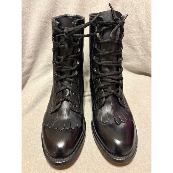 Unisex Vintage 80’s Cowtown Western Kiltie LAce Up Leather Cowboy Boots Mens 6.5 main image 11